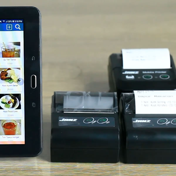 Tiga printer yang dapat digunakan aplikasi untuk mencetak struk kerja dapur